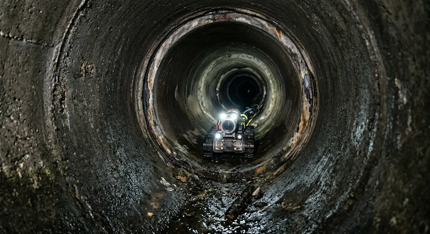 Robotic sewer camera inspecting pipe interior for Sewer Line Repair in Fairmont